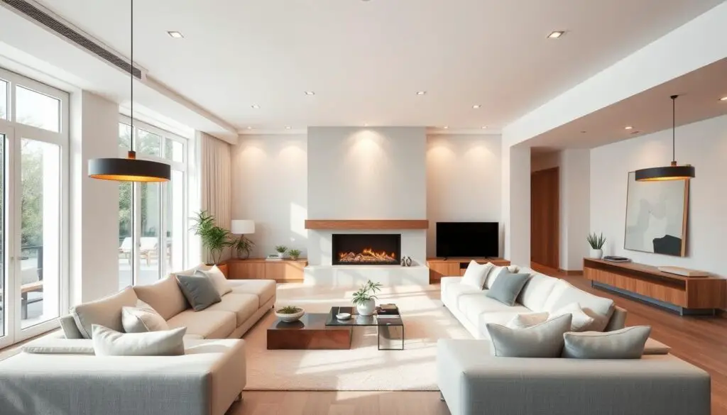 modern living room design lighting techniques