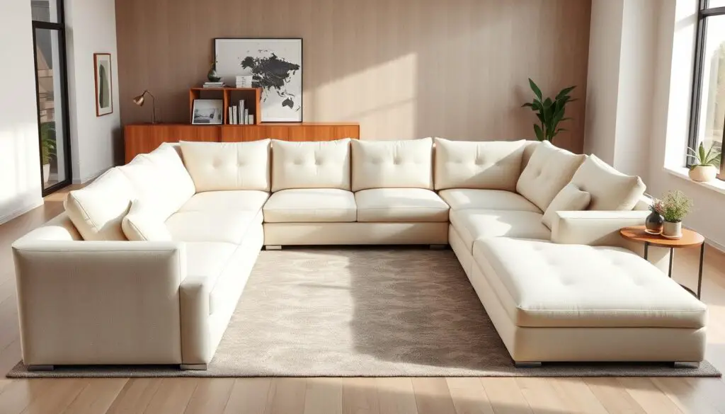 108-inch Modular Cloud Sectional Sofa in beige with deep seats and L-shape design