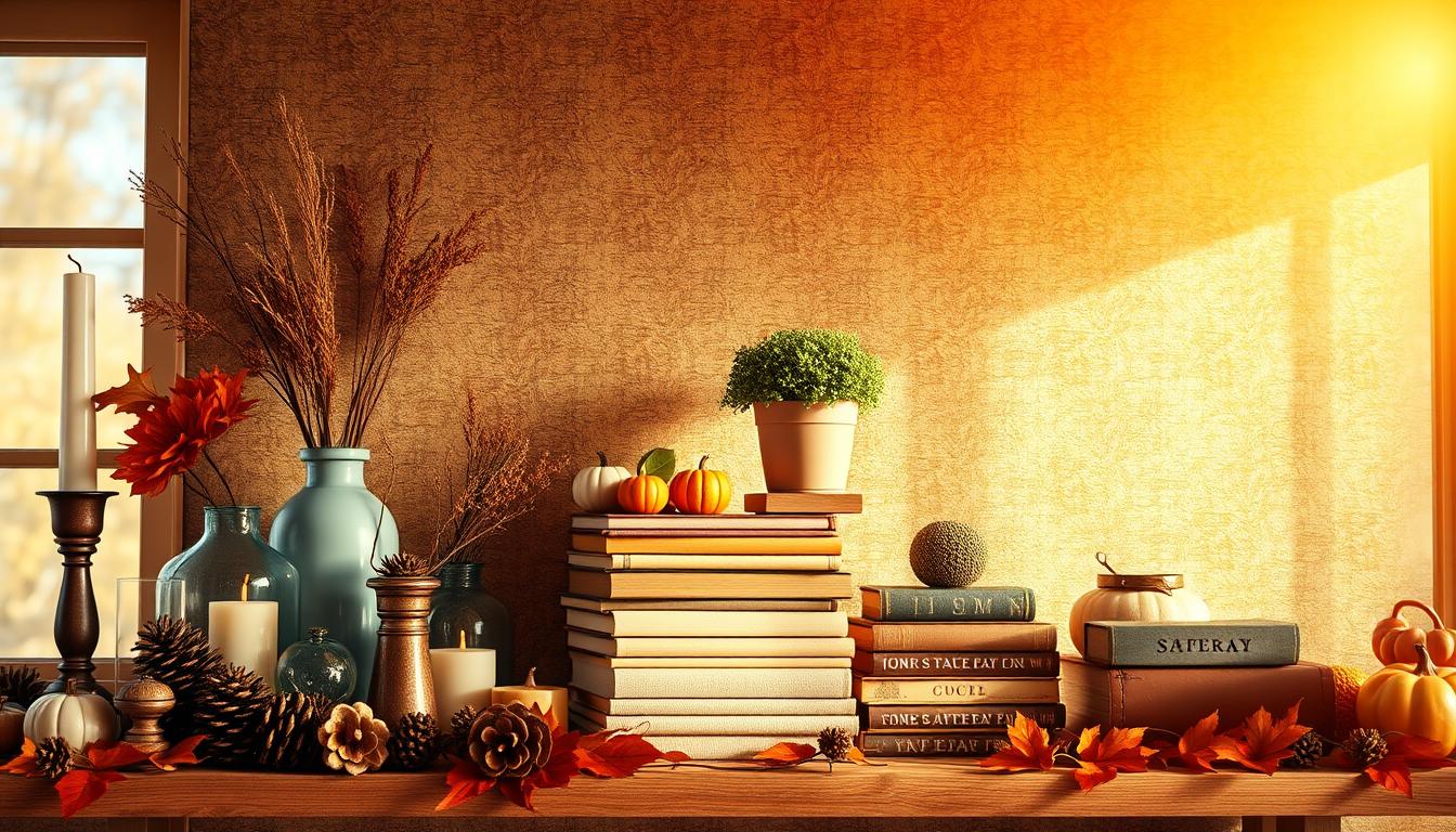 Autumn-inspired shelf styling