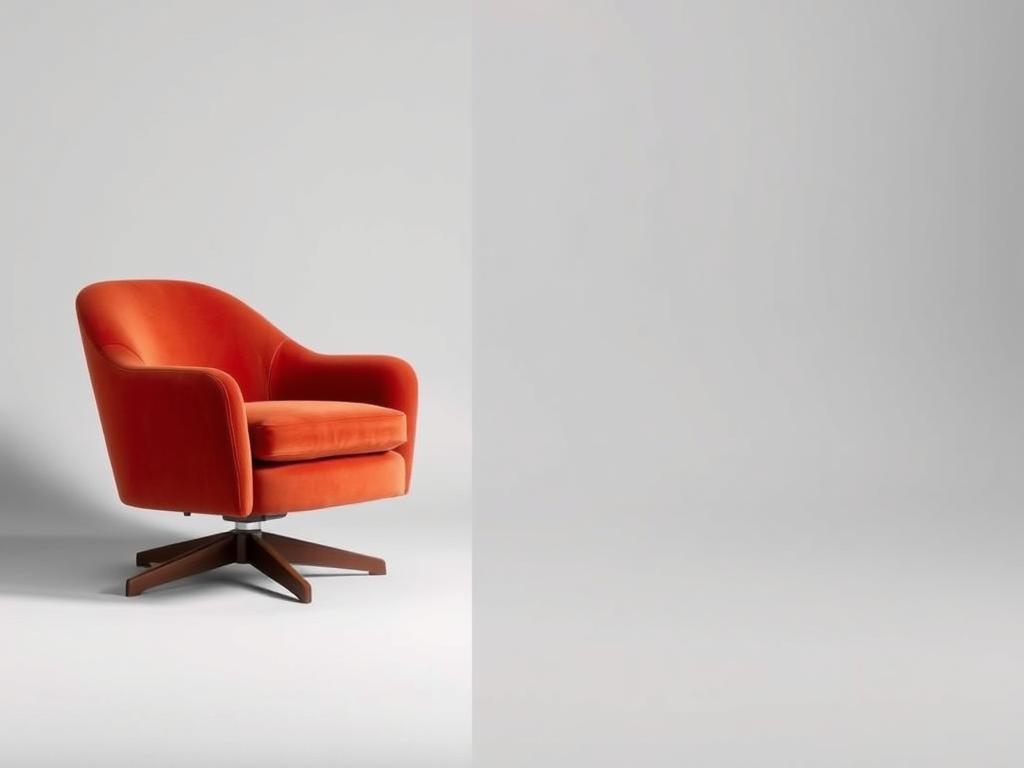 CHITA Swivel Accent Chair in burnt orange velvet showing its barrel design and swivel base