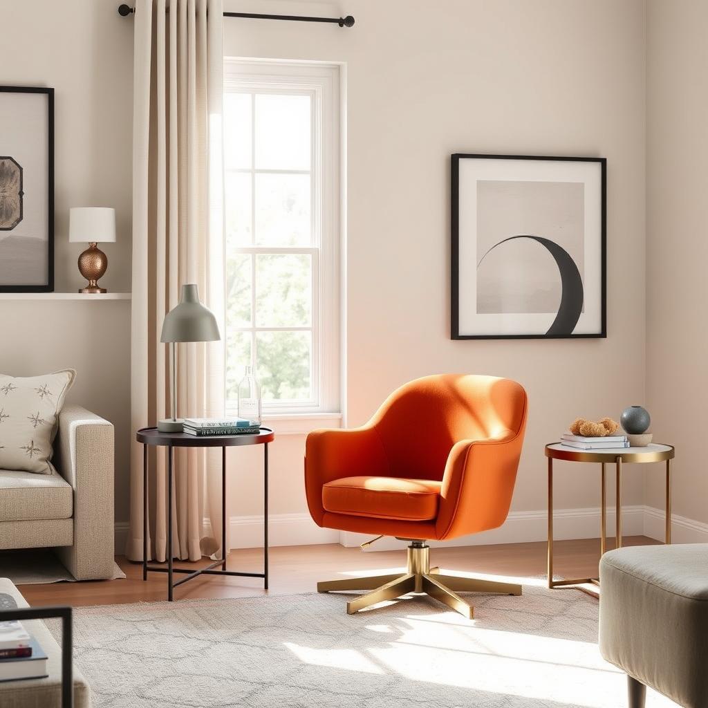 CHITA Swivel Accent Chair styled in a modern living room with neutral decor