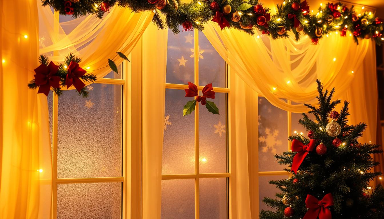 Christmas window curtain styling