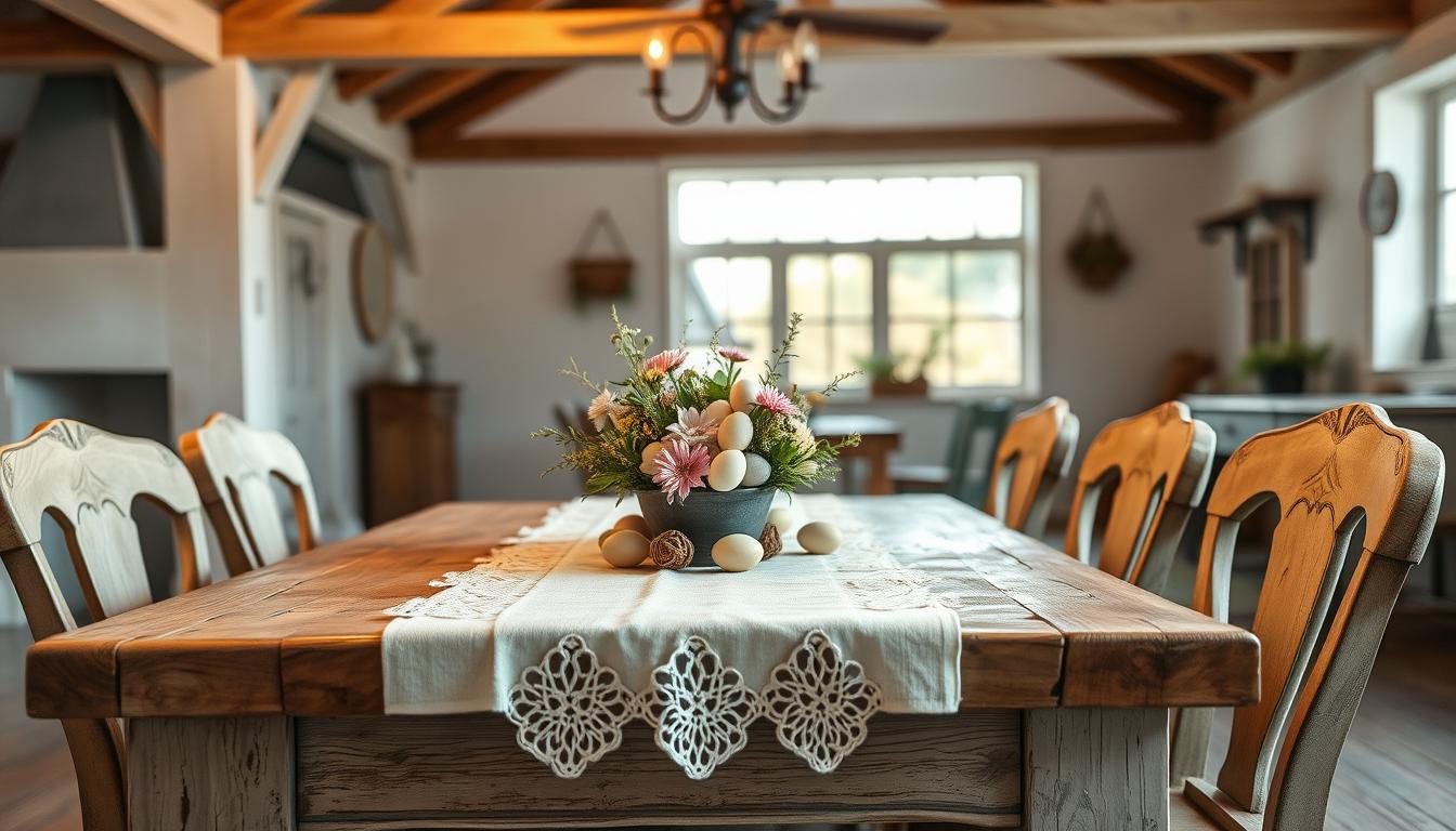 Farmhouse-style Easter table