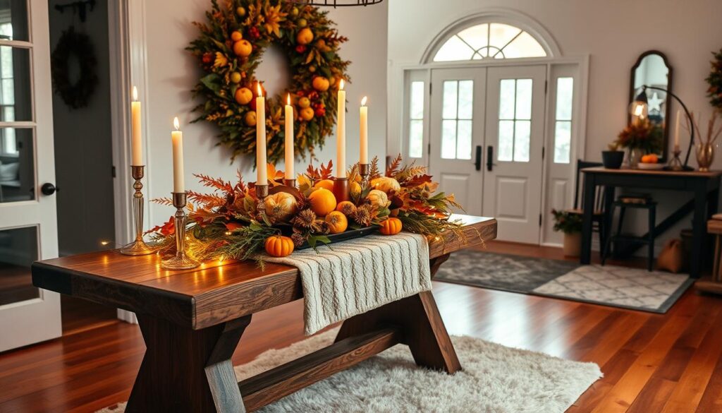 Festive fall entry table styling