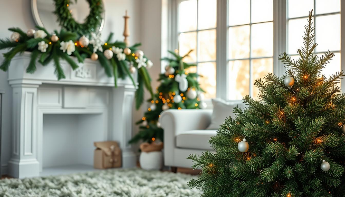 Green and white Christmas styling