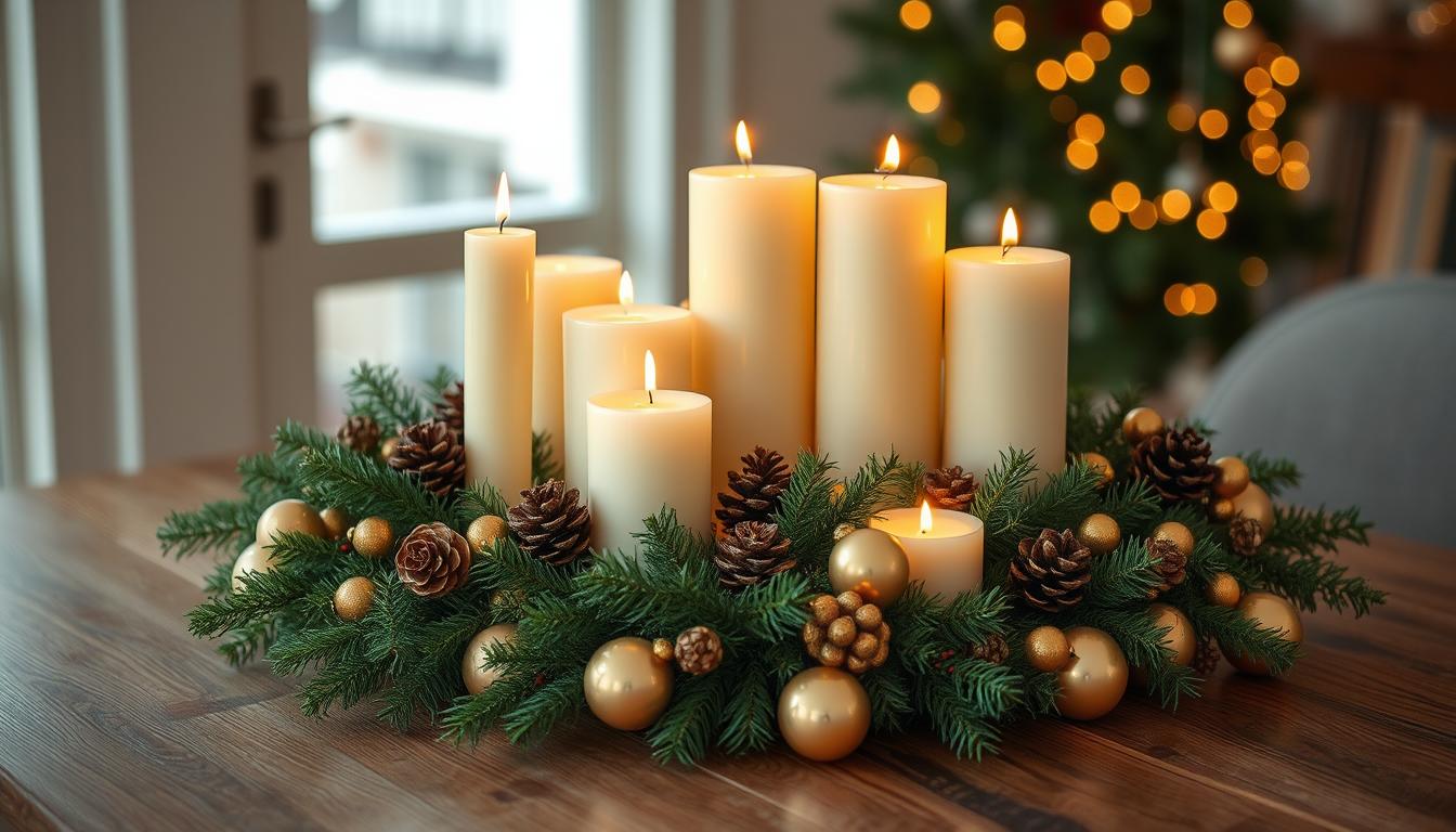Holiday candle centerpiece DIY