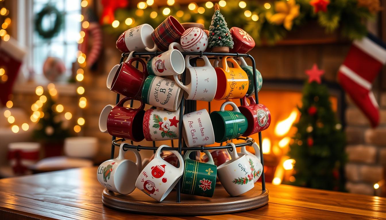 Holiday mug rack display ideas