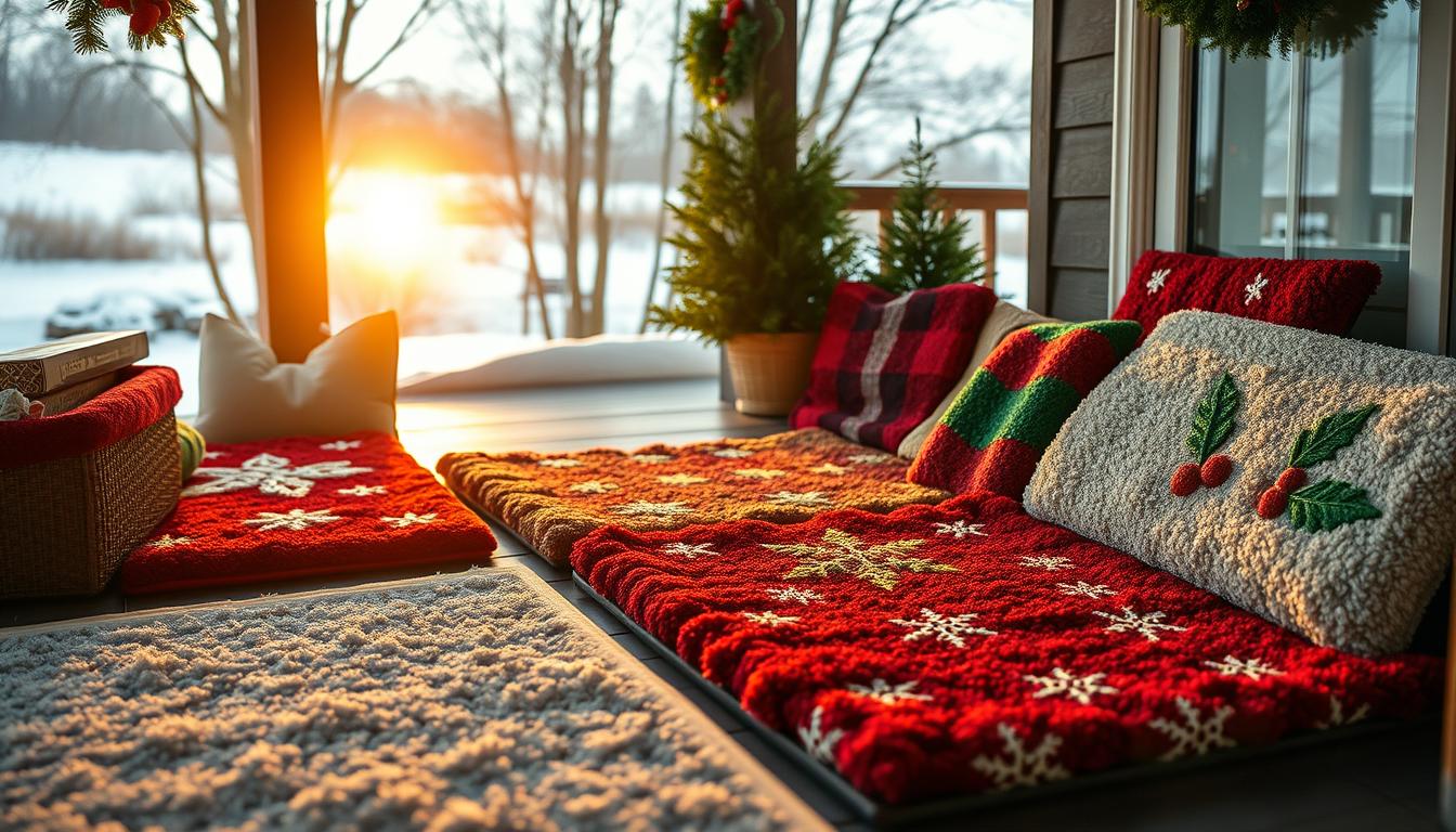 Holiday-themed doormats to shop