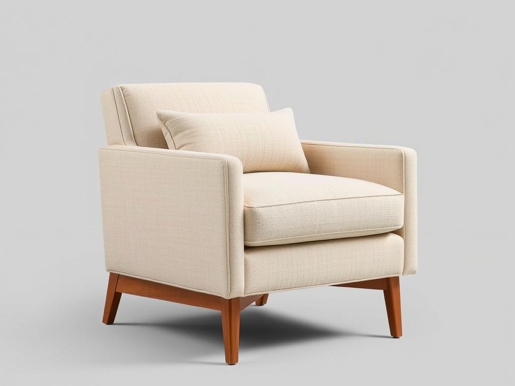 Karl Home Accent Chair in beige linen with included lumbar pillow and solid wood frame Karl Home Accent Chair in beige linen with included lumbar pillow and solid wood frame