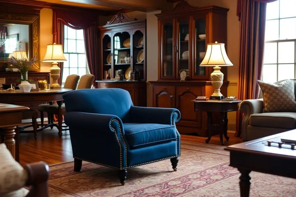 Lifestyle Solutions Lexington Armchair in a traditional living room with classic furniture and warm wood tones Lifestyle Solutions Lexington Armchair in a traditional living room with classic furniture and warm wood tones