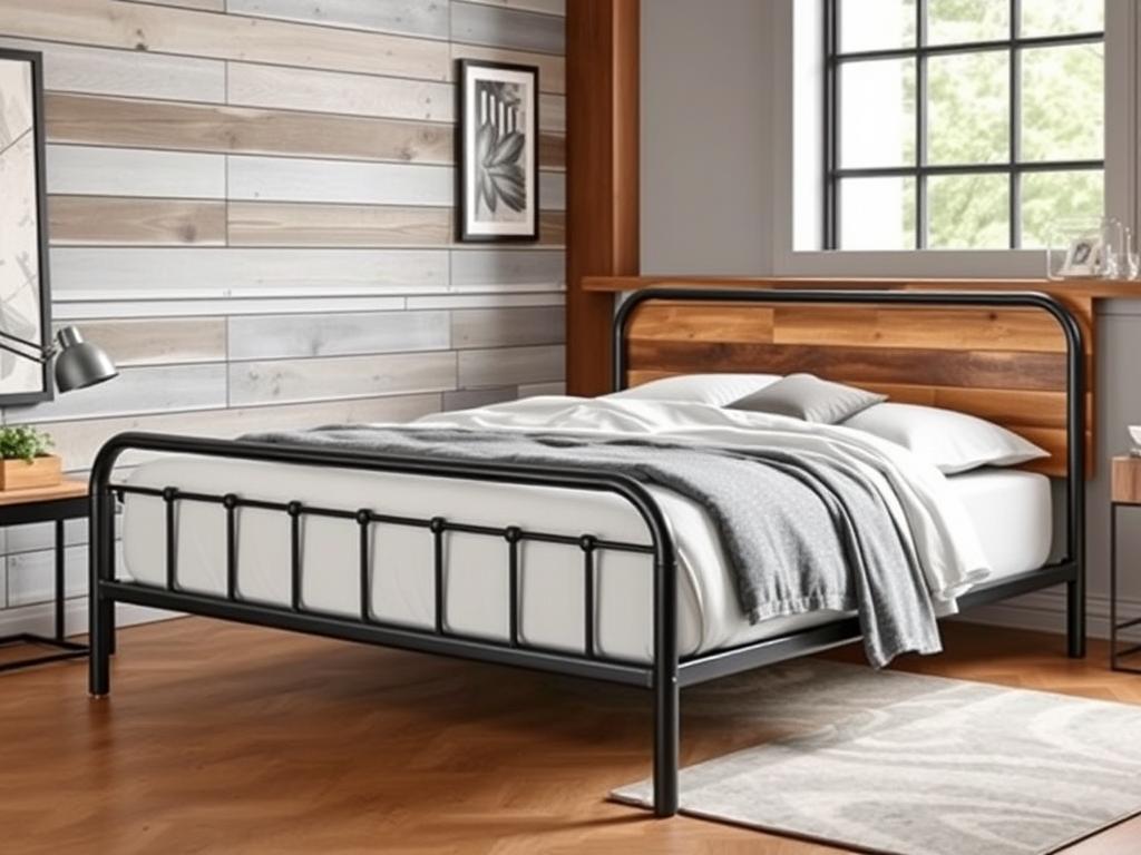 SHA CERLIN metal bed frame with wooden elements for bedroom makeover SHA CERLIN metal bed frame with wooden elements for bedroom makeover