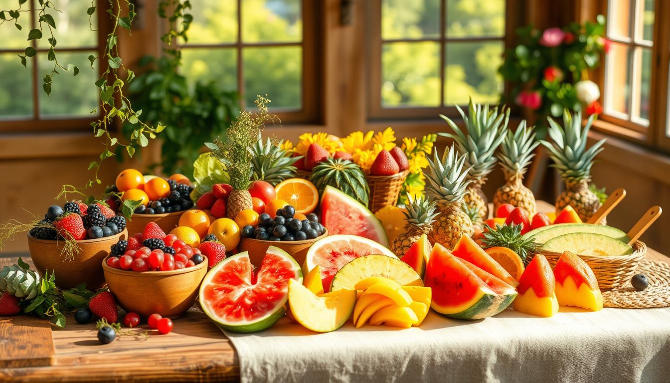 Summer fruit-themed table decor