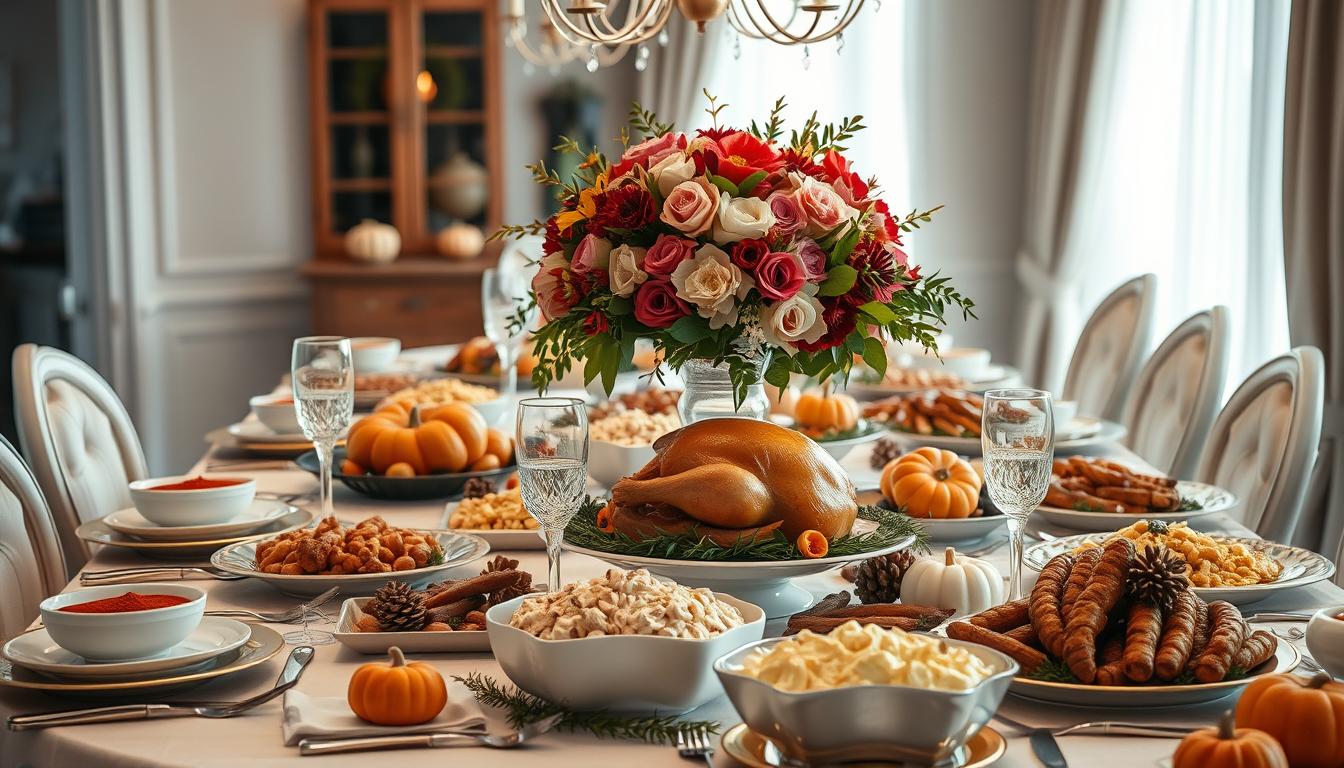Thanksgiving buffet table setup