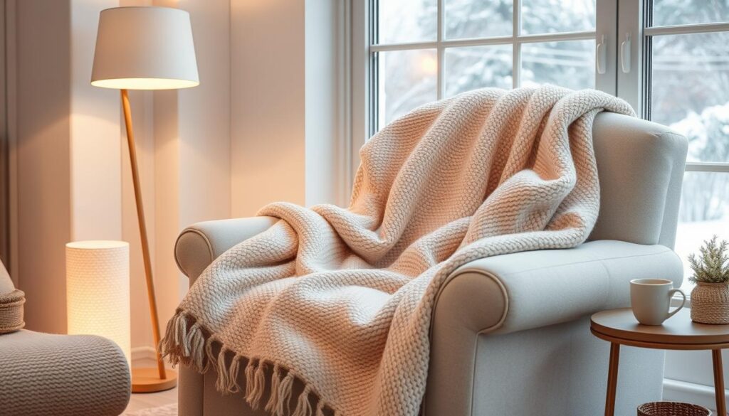 Winter throw blanket styling