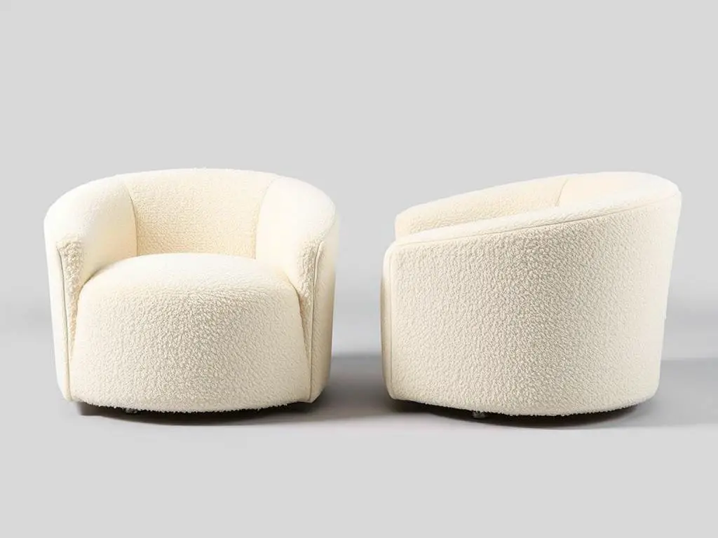Yaheetech Barrel Chairs set of 2 in ivory sherpa fabric with padded armrests