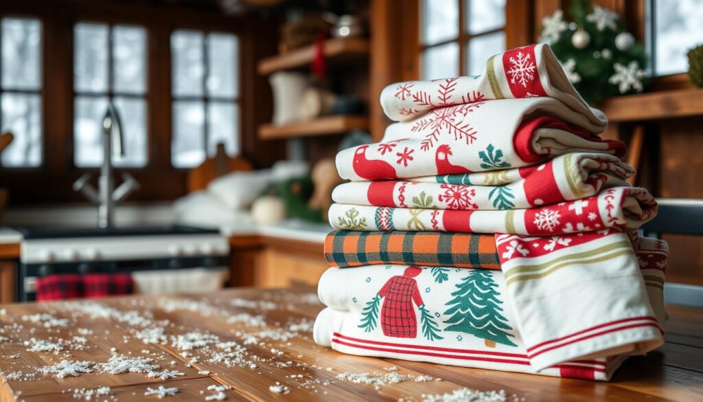 decorative tea towels for winter