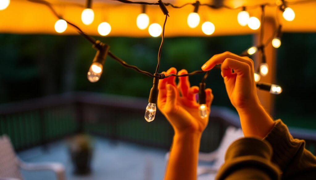maintaining outdoor string lights