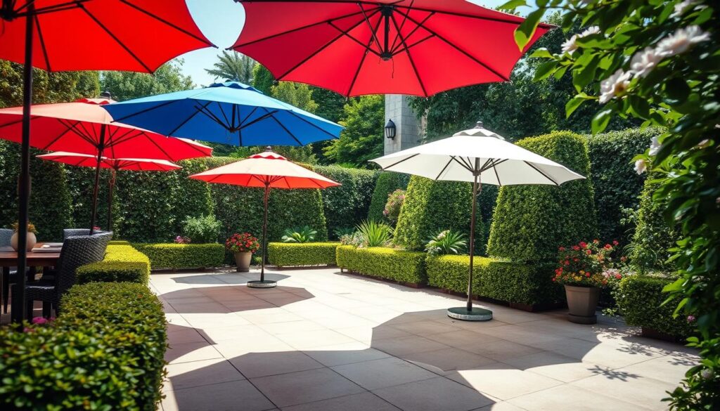outdoor decor with umbrellas