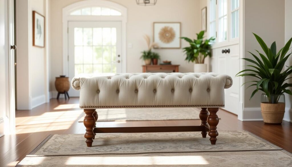 upholstered entryway bench