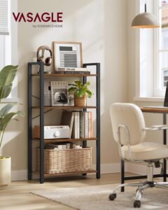 VASAGLE Bookshelf 4-Tier, Premium Bookcase with Steel Frame